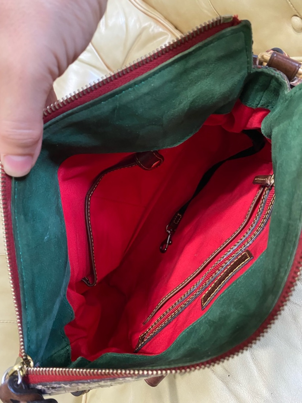 RARE Dooney & Bourke Python Satchel Florentine Gold/Green Leather - Picture 14 of 15